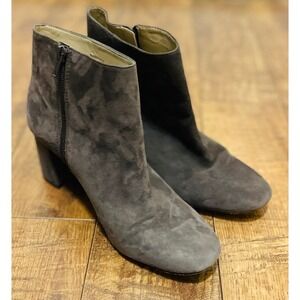 Ann Taylor Suede Ankle Boots‎ Block Heel Casual Booties Gray 8.5M